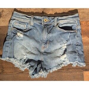 Sneak Peek High Rise Distressed Frayed Cutoff Jean Shorts S Small